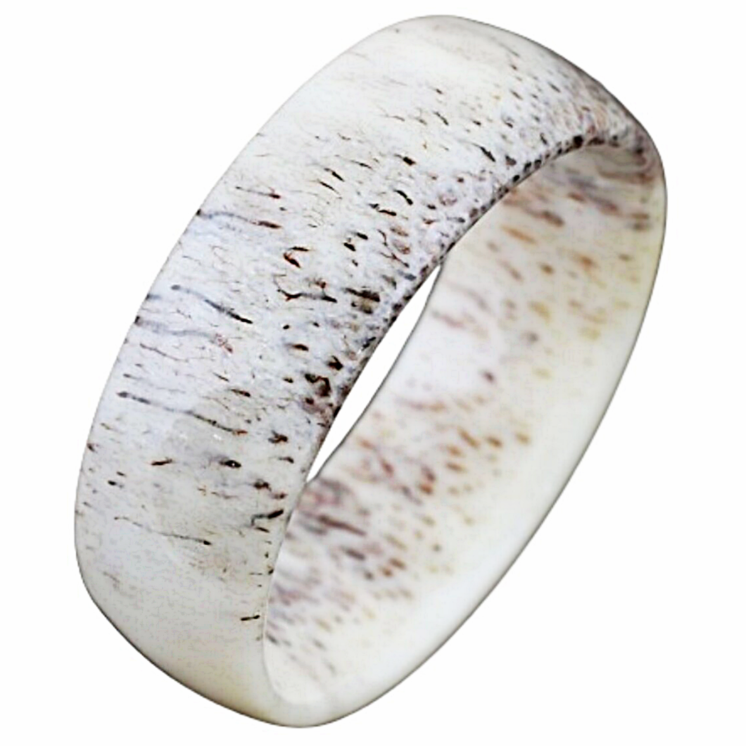 Men's Wedding Band Rings - Unique Genuine Deer Antler Wedding Band for Men and Women