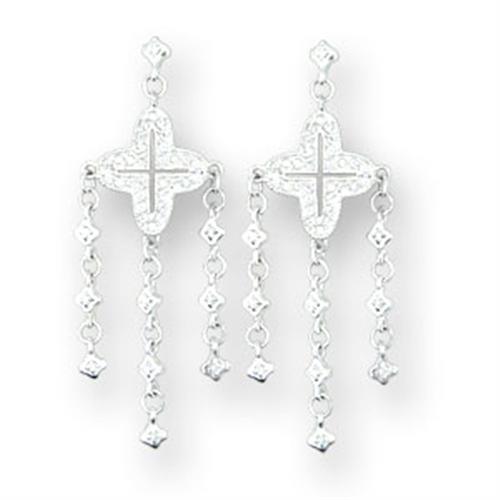 414222 - High-Polished 925 Sterling Silver Earrings with AAA Grade CZ in Clear - Jewelry Store by Erik Rayo