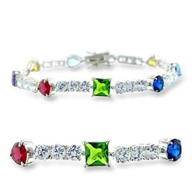 414402 - High-Polished 925 Sterling Silver Bracelet with AAA Grade CZ in Multi Color - Jewelry Store by Erik Rayo