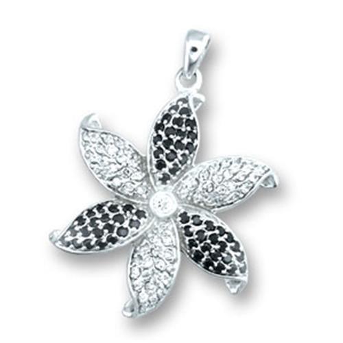 41608 - High-Polished 925 Sterling Silver Pendant with AAA Grade CZ in Clear - ErikRayo.com