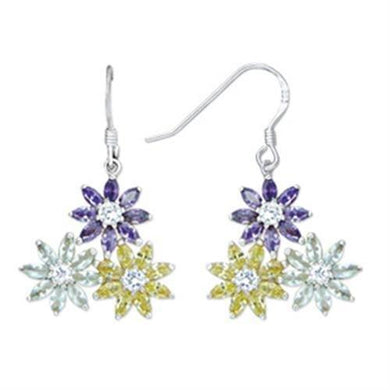 51803 - High-Polished 925 Sterling Silver Earrings with AAA Grade CZ in Multi Color - Jewelry Store by Erik Rayo