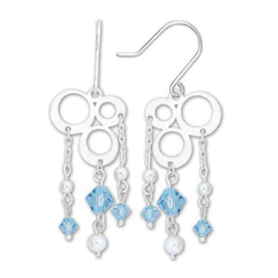 53903 - High-Polished 925 Sterling Silver Earrings with Synthetic Spinel in Sea Blue - Jewelry Store by Erik Rayo