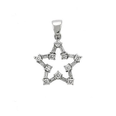 6X081 - High-Polished 925 Sterling Silver Pendant with AAA Grade CZ in Clear - Jewelry Store by Erik Rayo