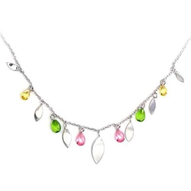 6X106 - High-Polished 925 Sterling Silver Necklace with AAA Grade CZ in Multi Color - Jewelry Store by Erik Rayo