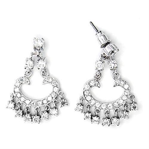 6X267 - High-Polished 925 Sterling Silver Earrings with AAA Grade CZ in Clear - ErikRayo.com