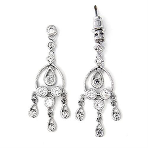 6X286 - High-Polished 925 Sterling Silver Earrings with AAA Grade CZ in Clear - Jewelry Store by Erik Rayo