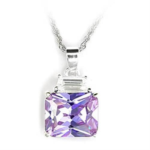 6X306 - High-Polished 925 Sterling Silver Pendant with AAA Grade CZ in Light Amethyst - Jewelry Store by Erik Rayo