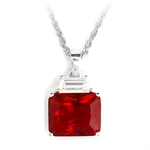 6X309 - High-Polished 925 Sterling Silver Pendant with Synthetic Garnet in Ruby - Jewelry Store by Erik Rayo