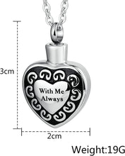 Load image into Gallery viewer, Cremation Urn Necklace Heart Ash Holder Keepsake Memorial With Me Always
