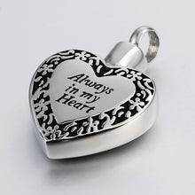 Load image into Gallery viewer, Cremation Urn Necklace Heart Ash Holder Keepsake Memorial Always With Me
