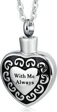 Load image into Gallery viewer, Cremation Urn Necklace Heart Ash Holder Keepsake Memorial With Me Always
