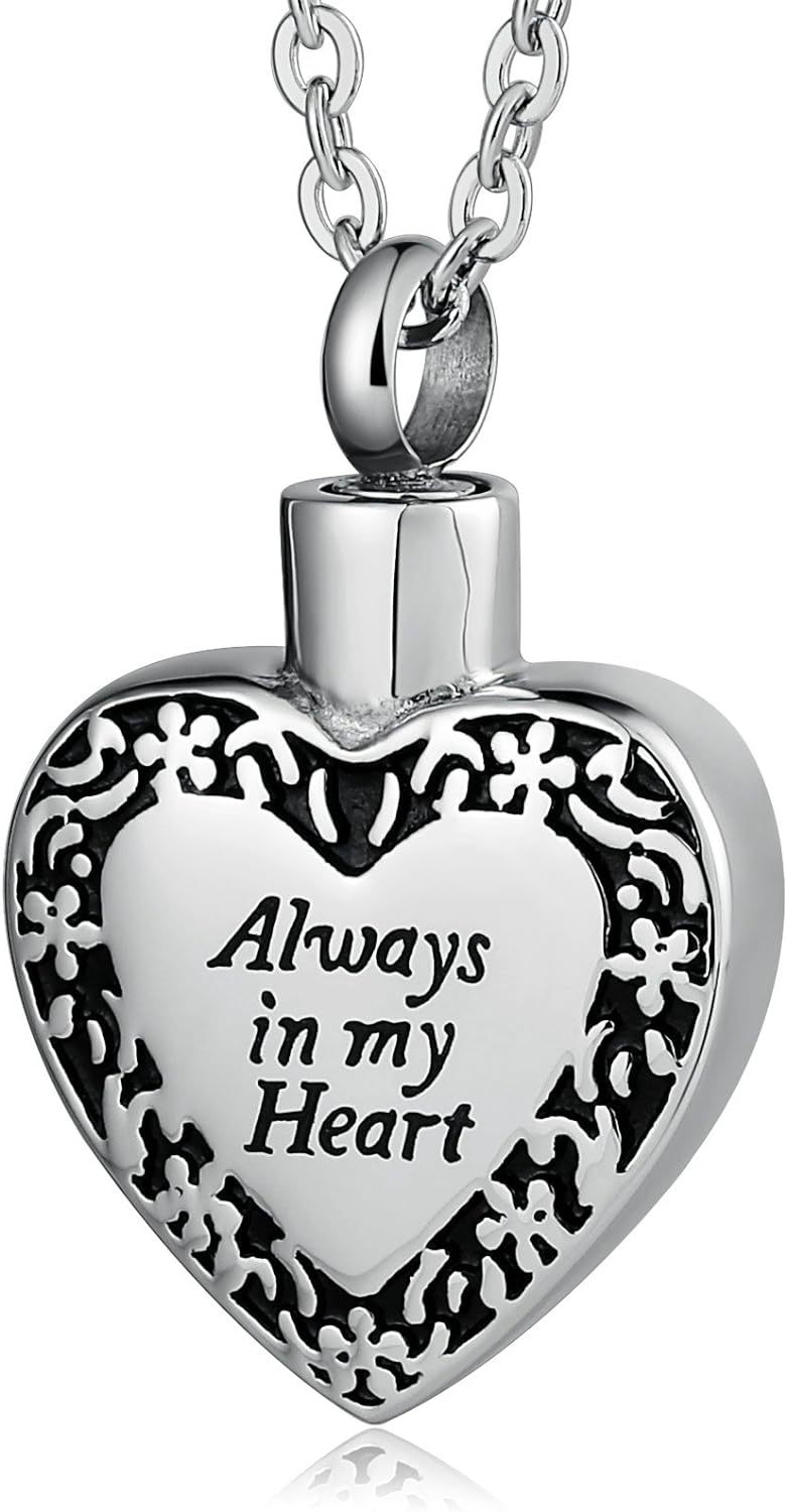 Cremation Urn Necklace Heart Ash Holder Keepsake Memorial Always With Me