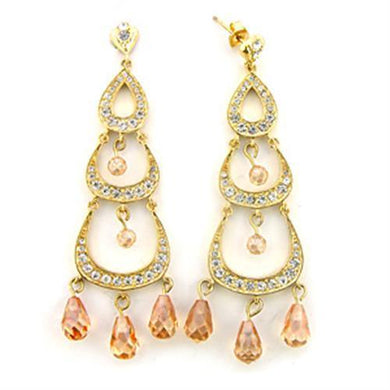 7X372 - Gold 925 Sterling Silver Earrings with AAA Grade CZ in Champagne - Jewelry Store by Erik Rayo