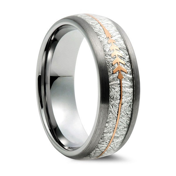 Mens Wedding Band Rings for Men Wedding Rings for Womens / Mens Rings Silver with Rose Gold Arrow