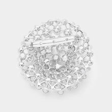 Load image into Gallery viewer, White Stone Pearl Cluster Circle Pin Brooch
