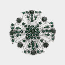 Load image into Gallery viewer, Emerald Bubble Stone Embellished Crisscross Detailed Pin Brooch
