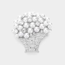 Load image into Gallery viewer, Silver Pearl Bouquet Pin Brooch
