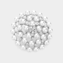 Load image into Gallery viewer, Silver Rhinestone Pointed Pearl Pin Brooch
