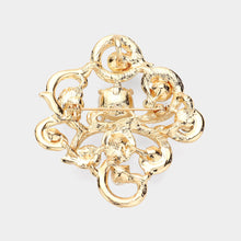 Load image into Gallery viewer, Gold Rhinestone Embellished Pearl Pointed Pin Brooch
