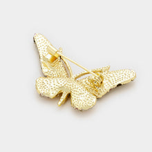 Load image into Gallery viewer, Brown Crystal Rhinestone Pave Butterfly Pin Brooch
