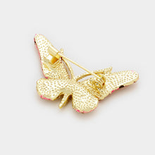 Load image into Gallery viewer, Pink Crystal Rhinestone Pave Butterfly Pin Brooch
