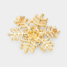 Load image into Gallery viewer, Pink Crystal Pave Snowflake Pin Brooch / Pendant
