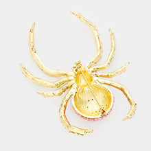 Load image into Gallery viewer, Pink Crystal Embellished Spider Brooch
