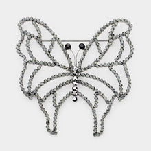 Load image into Gallery viewer, Black Rhinestone Accented Butterfly Pin Brooch
