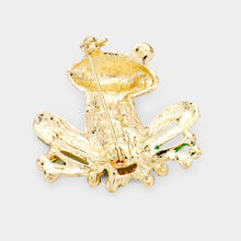 Load image into Gallery viewer, Green Rhinestone Pave Frog Pin Brooch
