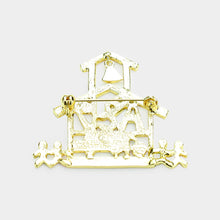 Load image into Gallery viewer, Gold Special Teacher ABC School Bus Apple Baseball Pin Brooch
