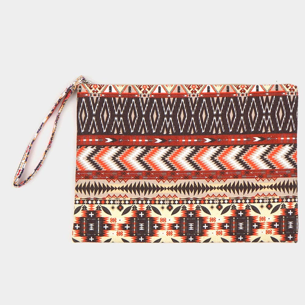 Aztec Pattern Pouch Clutch Bag