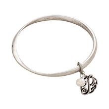 Load image into Gallery viewer, Letter P Monogram Pearl Charm Bangle Bracelet
