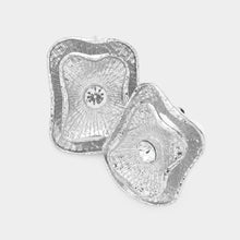 Load image into Gallery viewer, Stone Accented Textured Metal Clip On Earrings
