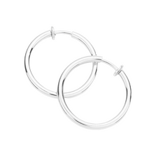 Load image into Gallery viewer, Silver 1.25 Inch Clip On Hoop Earrings
