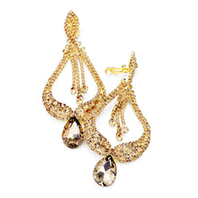 Load image into Gallery viewer, Oversized Pave Glass Teardrop Chandelier Evening Earrings
