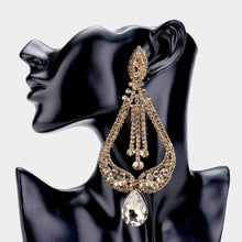 Load image into Gallery viewer, Oversized Pave Glass Teardrop Chandelier Evening Earrings
