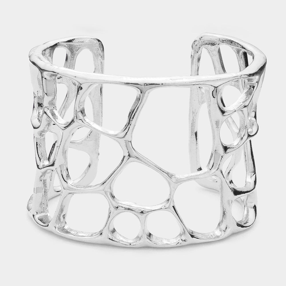 Hammered Metal Cut Out Cuff Bracelet