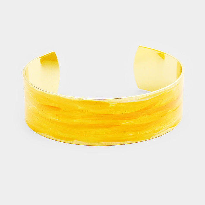 Yellow Painted Metal Cuff Bracelet