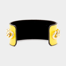 Load image into Gallery viewer, Yellow Pearl Honey Bee Metal Chain Accented Cuff Bracelet
