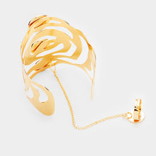 Load image into Gallery viewer, Gold Round Celluloid Acetate Metal Hand Chain Cuff Bracelet
