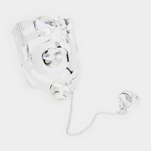 Load image into Gallery viewer, White Round Celluloid Acetate Metal Hand Chain Cuff Bracelet
