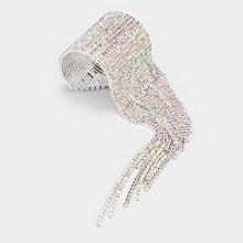 Load image into Gallery viewer, Silver Rhinestone Fringe Open Bracelet
