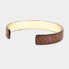 Load image into Gallery viewer, Gold Glitter Leather Textured Cuff Bracelet
