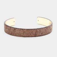 Load image into Gallery viewer, Gold Glitter Leather Textured Cuff Bracelet
