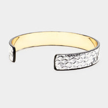 Load image into Gallery viewer, White Snake Textured Leather Cuff Bracelet

