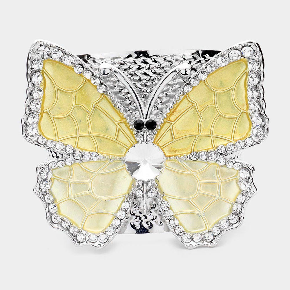 Yellow Two Tone Butterfly Cuff Bracelet