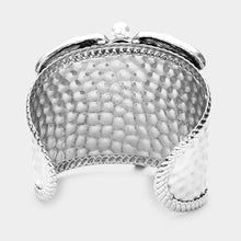 Load image into Gallery viewer, Silver Pearl Teardrop Stone Embellished Elephant Cuff Bracelet
