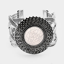 Load image into Gallery viewer, White Tribal Round Howlite Detail Braided Metal Cuff Bracelet
