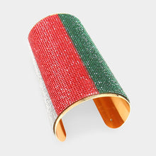 Load image into Gallery viewer, Wide Color Block Rhinestone Cuff Bracelet
