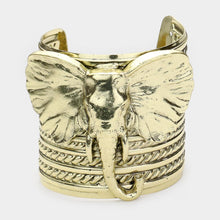 Load image into Gallery viewer, Gold Metal Elephant Cuff Bracelet
